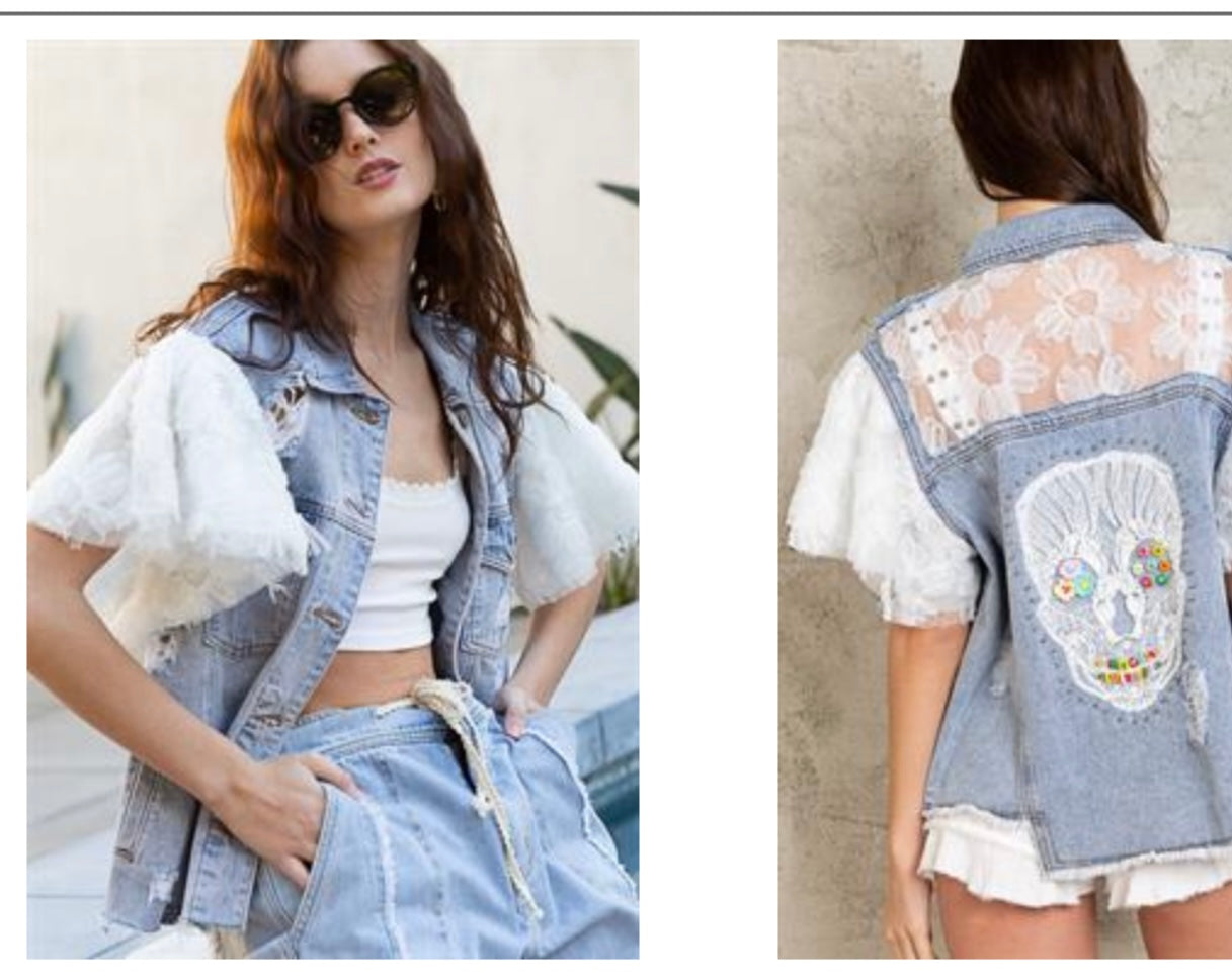Skull Tulle Demin Jacket BIN 106