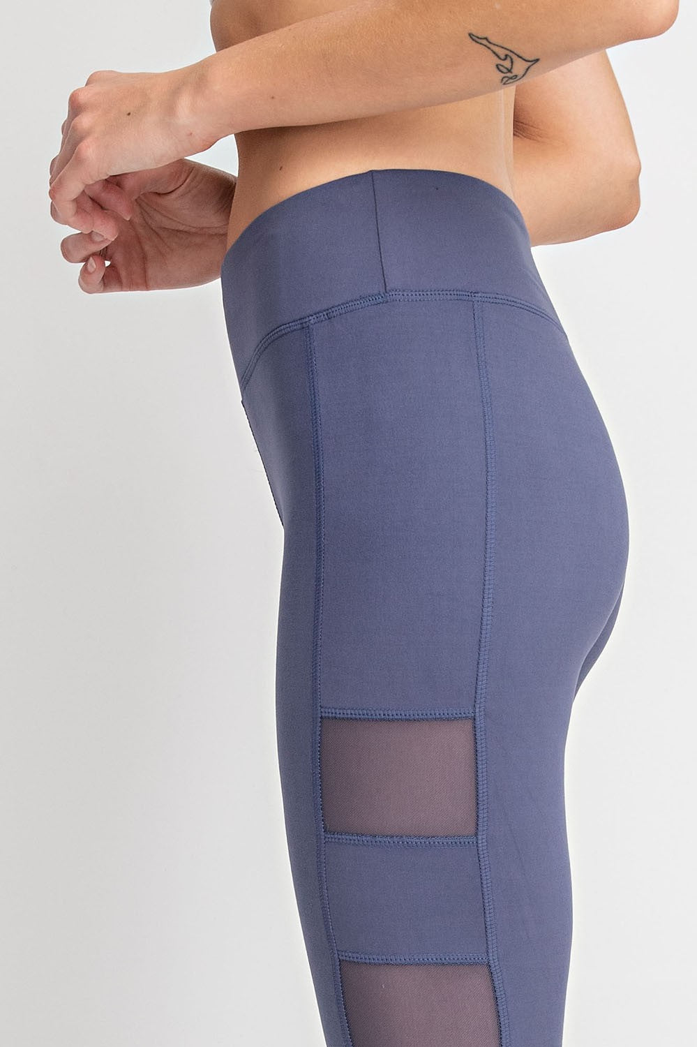 Feeling Confident Mesh Panel Leggings in Denim Blue BIN 31