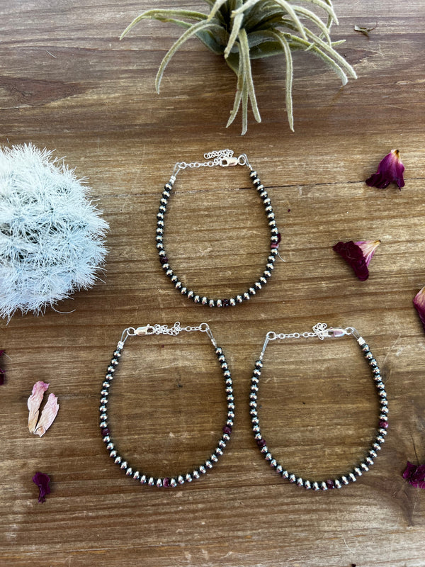 Little bit PURPLE spiny with Sterling Silver Pearls bracelet