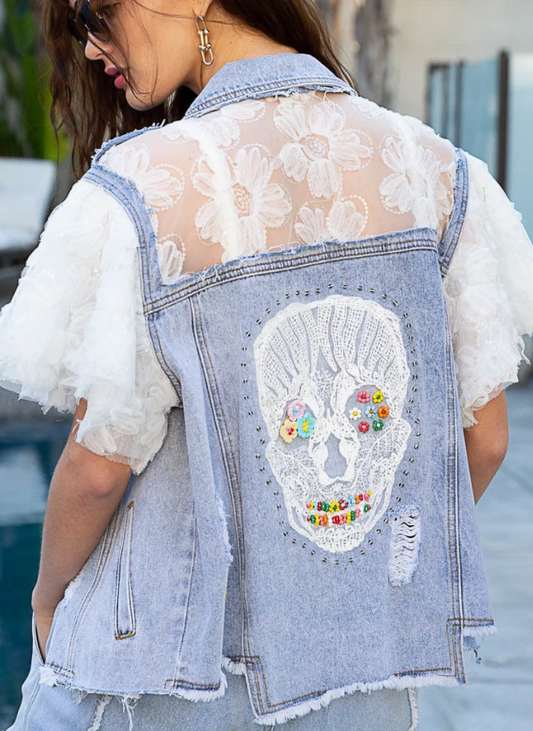 Skull Tulle Demin Jacket BIN 106